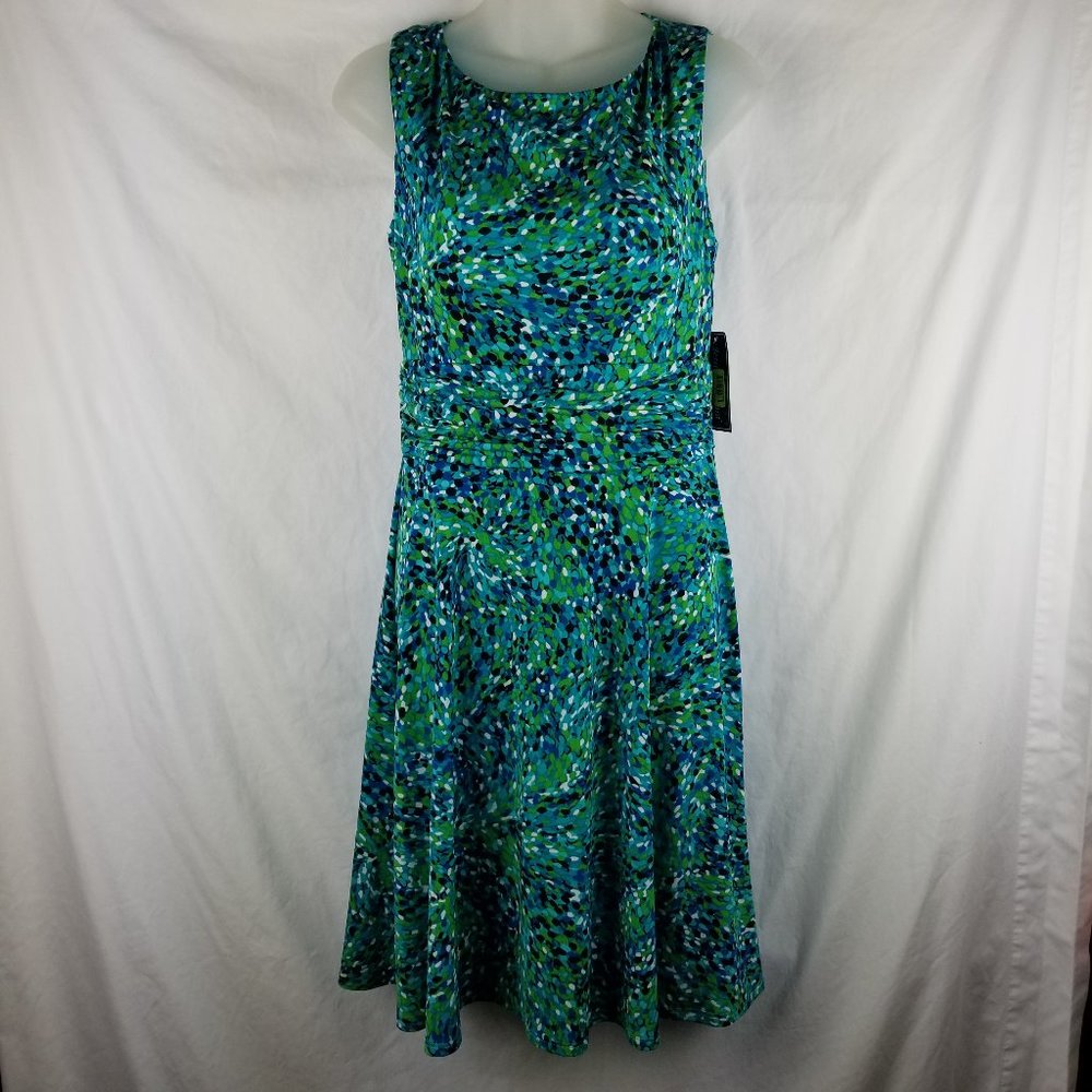 Jessica Howard Sleeveless Dress Blue Green Womens